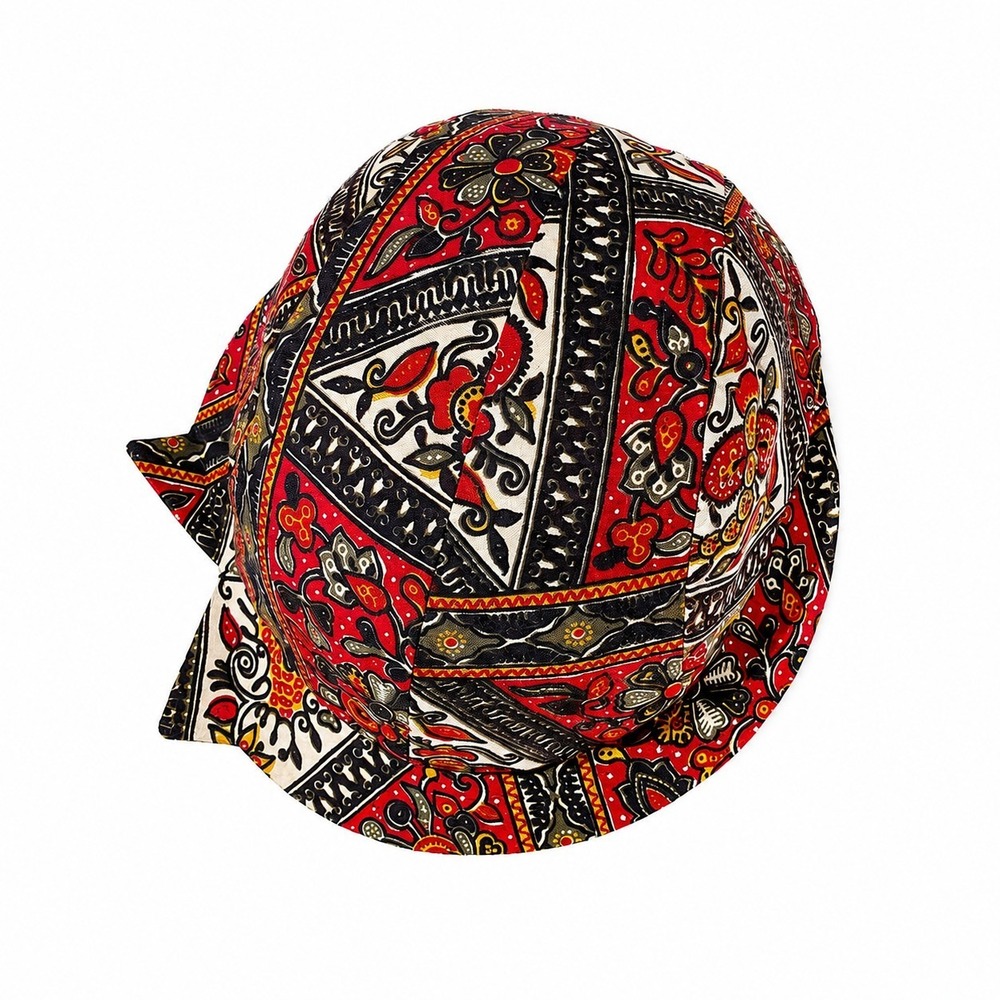 Vintage Margaret Smith Gardiner Maine Paisley Floral Hat Cap Size 22 Boho Funky